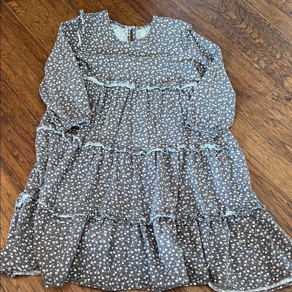 Rylee + Cru Blue Floral Tiered Ruffle Dress